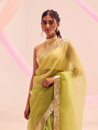 Ira lime green sari