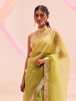 Ira lime green sari