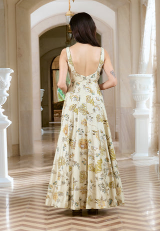 Ivory chiniya silk anarkali and dupatta