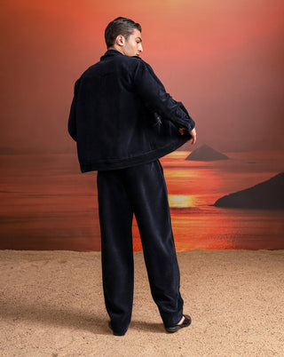 Indigo Corduroy Jacket And Pant Set by Nikita Mhaisalkar Men available on Indiaspopup.com