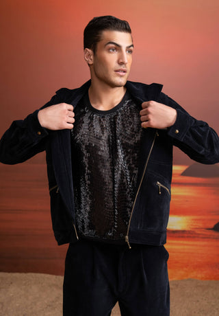 Indigo Corduroy Jacket And Pant Set by Nikita Mhaisalkar Men available on Indiaspopup.com