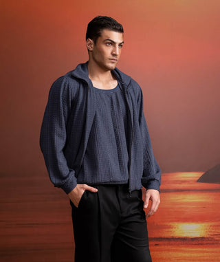 Gray Knit Jacket And Vest by Nikita Mhaisalkar Men available on Indiaspopup.com