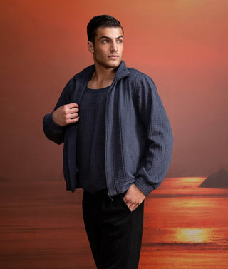 Gray Knit Jacket And Vest by Nikita Mhaisalkar Men available on Indiaspopup.com