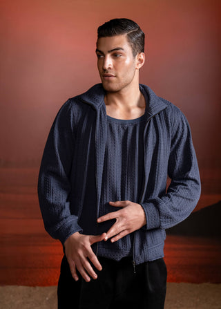 Gray Knit Jacket And Vest by Nikita Mhaisalkar Men available on Indiaspopup.com