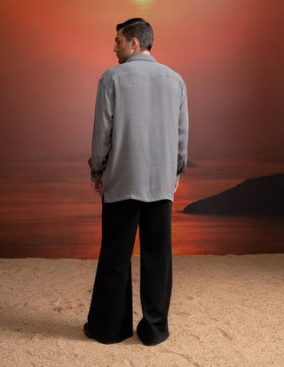 Gray Tweed Print Shirt And Black Pants by Nikita Mhaisalkar Men available on Indiaspopup.com