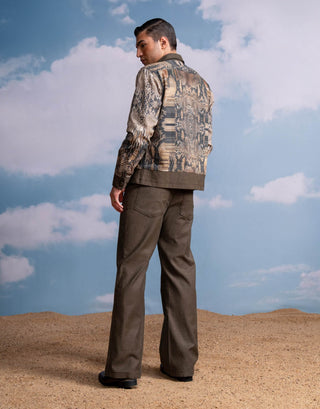 Python Print Placement Brown Jacket And Pants by Nikita Mhaisalkar Men available on Indiaspopup.com