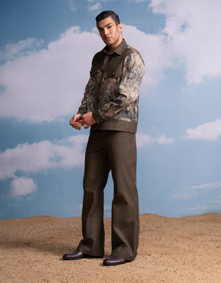 Python Print Placement Brown Jacket And Pants by Nikita Mhaisalkar Men available on Indiaspopup.com