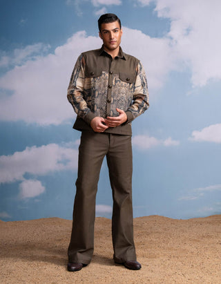 Python Print Placement Brown Jacket And Pants by Nikita Mhaisalkar Men available on Indiaspopup.com