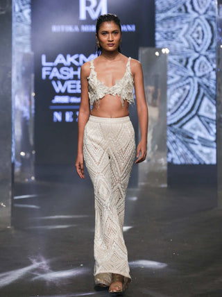 Ritika Mirchandani-Hazel Ivory Bustier And Pants-INDIASPOPUP.COM