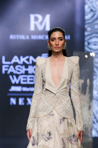 Ritika Mirchandani-Geneva Ivory Cutwork Blazer And Lehenga-INDIASPOPUP.COM
