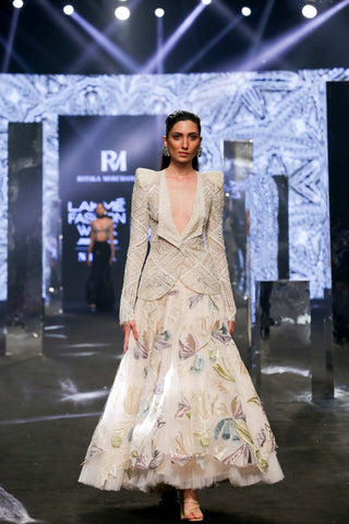Ritika Mirchandani-Geneva Ivory Cutwork Blazer And Lehenga-INDIASPOPUP.COM