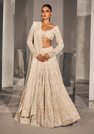 Ritika Mirchandani-Emel Ivory Geometric Lehenga Set-INDIASPOPUP.COM
