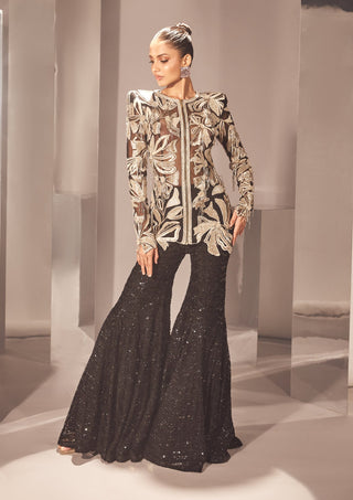 Ritika Mirchandani-Kiraz Black Gold Kurta And Sharara-INDIASPOPUP.COM