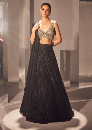 Ritika Mirchandani-Yara Black Gold Lehenga Set-INDIASPOPUP.COM