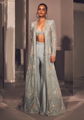 Ritika Mirchandani-Zeynep Iceblue Silver Jacket Sharara Set-INDIASPOPUP.COM