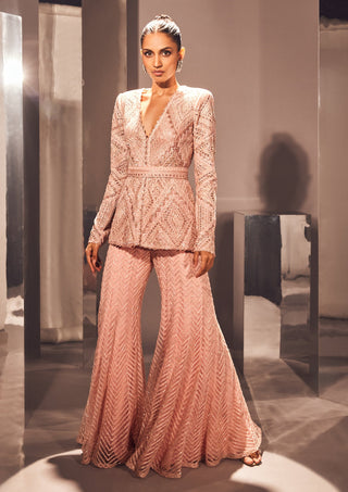 Ritika Mirchandani-Caria Pink Cutwork Sharara Set-INDIASPOPUP.COM