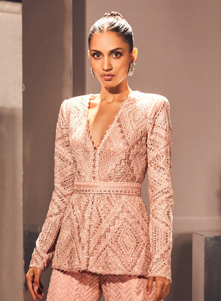 Ritika Mirchandani-Caria Pink Cutwork Sharara Set-INDIASPOPUP.COM