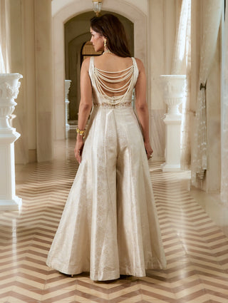 Ivory jacquard jumpsuit