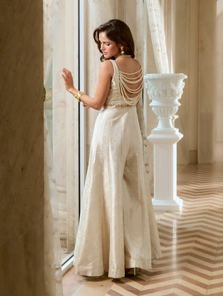 Ivory jacquard jumpsuit
