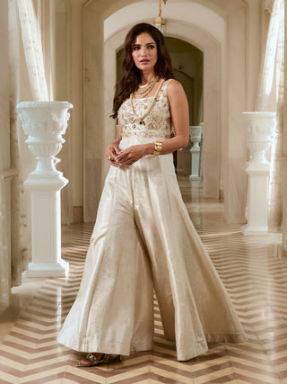 Ivory jacquard jumpsuit