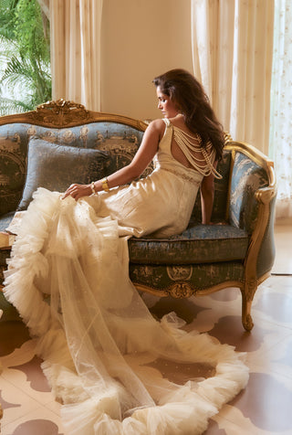 Ivory jacquard jumpsuit