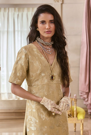 Ivory jacquard kurta and palazzo set