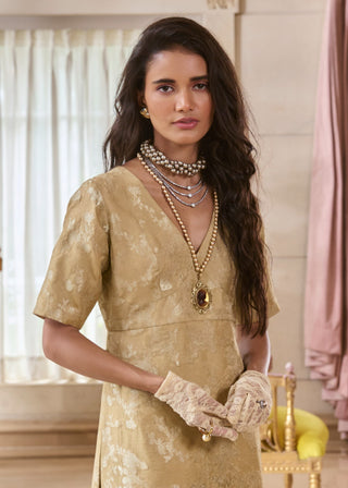 Ivory jacquard kurta and palazzo set