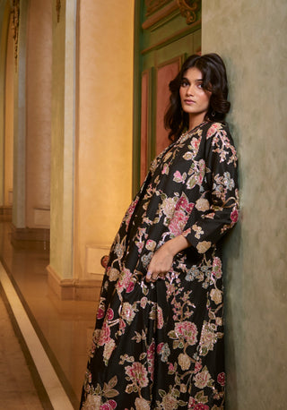Black printed kali jacket and palazzo set