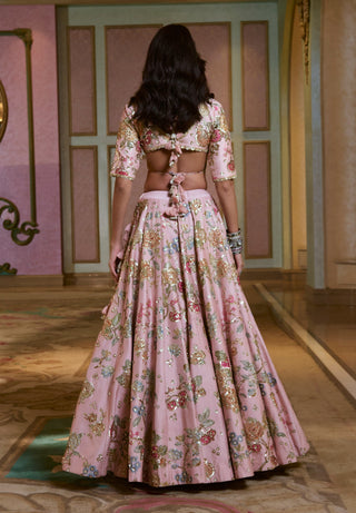 Misty rose floral lehenga set