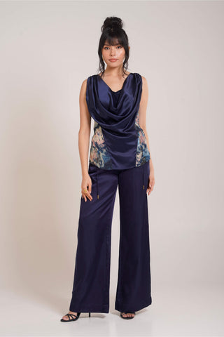 Ren fluid top and wide-leg trousers