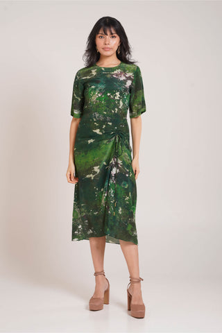 Sage ruched dress