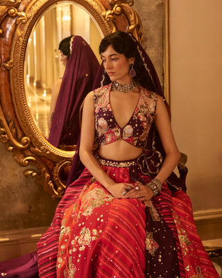 Multicolor chiniya lehenga set