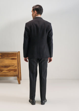 Black front open contemporary bandhgala set