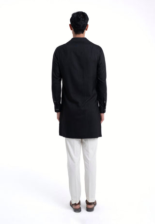 Black hybrid embroidered kurta set