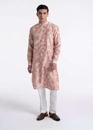 Onion pink clasic cut printed kurta set