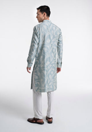 Powder blue clasic cut printed kurta set