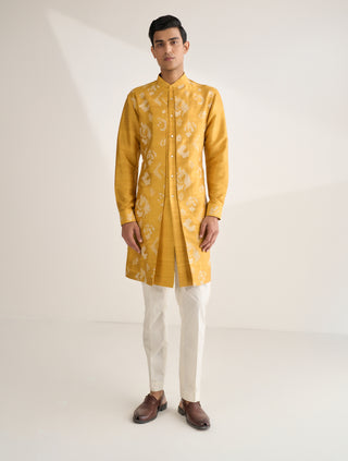 Marigold embroidered contemporary kurta set
