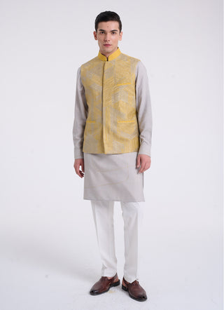 Silver gold geometric lace jawahar jacket set