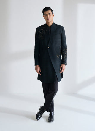 Black hand embroidered sherwani set