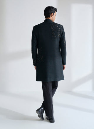 Black hand embroidered sherwani set