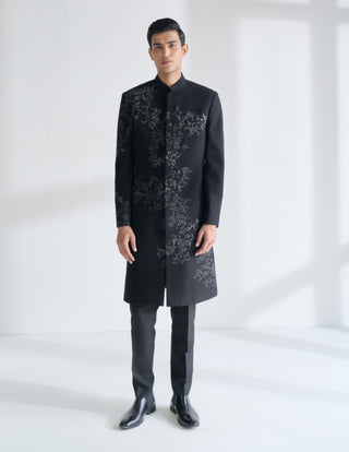 Black embroidered sherwani set