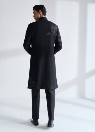 Black embroidered sherwani set