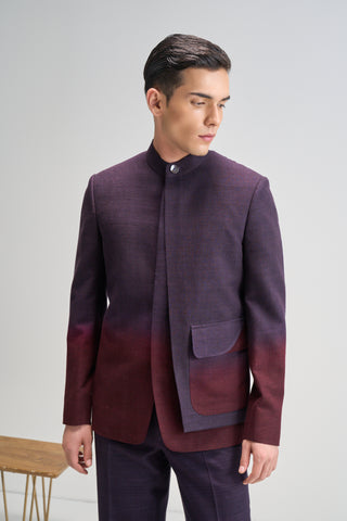 Purple mauve ombre bandhgala set