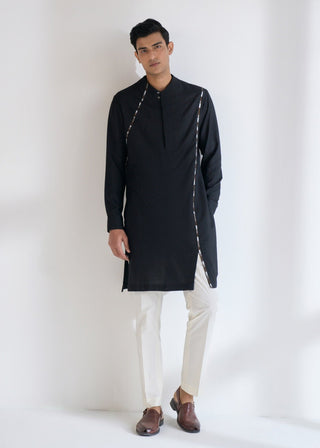 Black thread embroidered kurta set