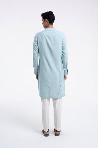 Powder blue thread embroidered kurta set