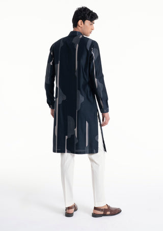 Navy printed classic kurta set