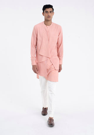 Onion pink layered drape kurta set