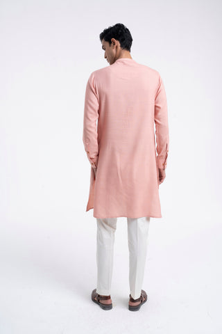 Onion pink layered drape kurta set
