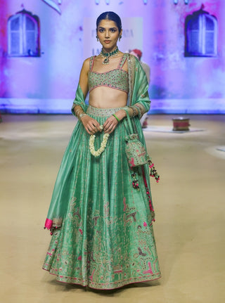 Punit Balana Sage Green Johari Lehenga Set available on indiaspopup