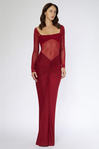 Deme By Gabriella-Cherry Red Gown-INDIASPOPUP.COM